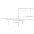 Cadre de lit métal avec tête de lit blanc 75x190 cm