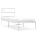 Cadre de lit métal avec tête de lit blanc 75x190 cm