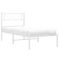 Cadre de lit métal avec tête de lit blanc 75x190 cm