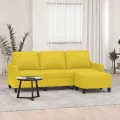 Canapé à 3 places avec repose-pieds Jaune clair 180 cm Tissu