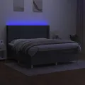 cadre de lit matelas LED Gris foncé 160x200 cm Tissu