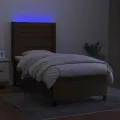 cadre de lit matelas LED Marron foncé 80x200cm Tissu
