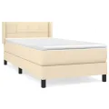 cadre de lit avec matelas Crème 80x200 cm Tissu