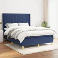 cadre de lit avec matelas Bleu 140x190 cm Tissu