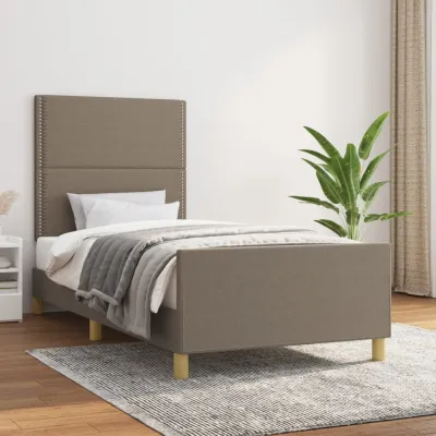 Cadre de lit avec tête de lit Taupe 80x200 cm Tissu