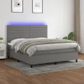 cadre de lit et matelas et LED Gris foncé 160x200 cm