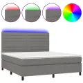 cadre de lit et matelas et LED Gris foncé 160x200 cm