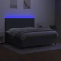 cadre de lit et matelas et LED Gris foncé 160x200 cm