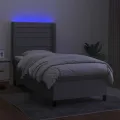 cadre de lit matelas LED Gris clair 90x200cm Tissu