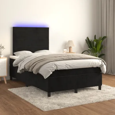 cadre de lit avec matelas LED Noir 120x200cm Velours