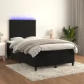 cadre de lit avec matelas LED Noir 120x200cm Velours