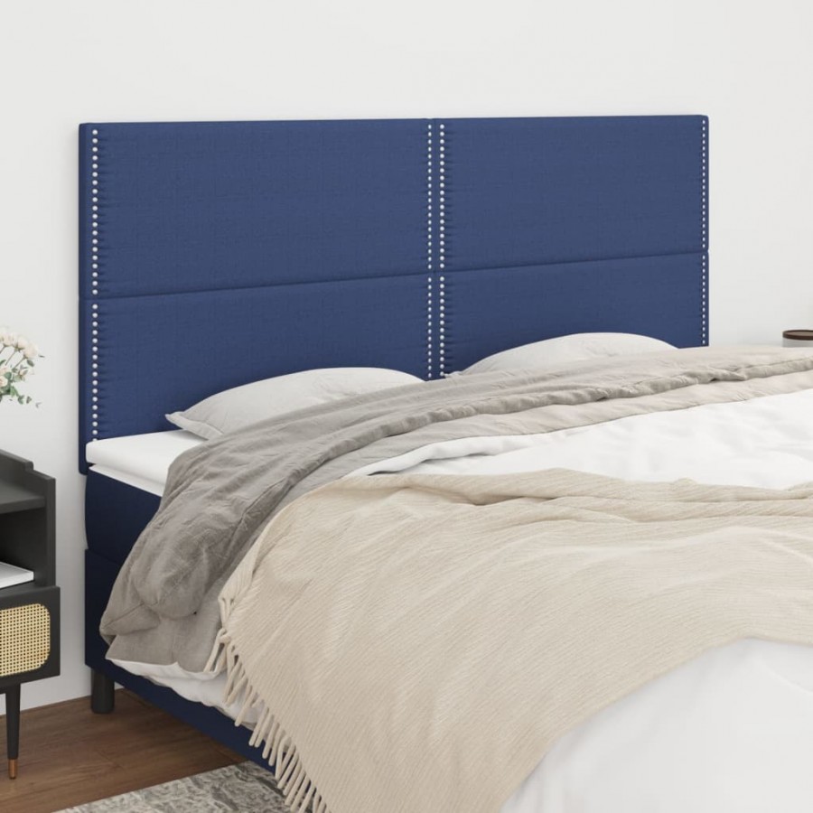 Têtes de lit 4 pcs Bleu 90x5x78/88 cm Tissu