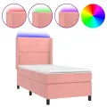 cadre de lit matelas et LED Rose 90x200 cm Velours