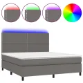 cadre de lit avec matelas et LED Gris 180x200 cm