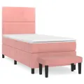 cadre de lit avec matelas Rose 100x200 cm Velours