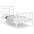 Cadre de lit Blanc Bois massif 75x190 cm Petit simple