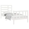 Cadre de lit Blanc Bois massif 75x190 cm Petit simple