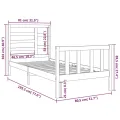 Cadre de lit Blanc Bois massif 75x190 cm Petit simple