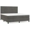 cadre de lit et matelas Gris foncé 160x200cm Velours