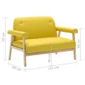 Canapé à 2 places Tissu Jaune