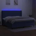 cadre de lit matelas et LED Bleu 200x200 cm Tissu