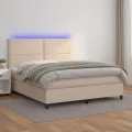 cadre de lit avec matelas LED Cappuccino 140x190 cm