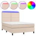 cadre de lit avec matelas LED Cappuccino 140x190 cm