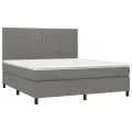 cadre de lit avec matelas Gris foncé 160x200cm Tissu