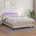 cadre de lit avec matelas LED Cappuccino 140x190 cm