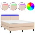 cadre de lit avec matelas LED Cappuccino 140x190 cm