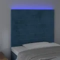 Tête de lit à LED Bleu foncé 80x5x118/128 cm Velours