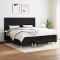 cadre de lit avec matelas Noir 200x200 cm Tissu