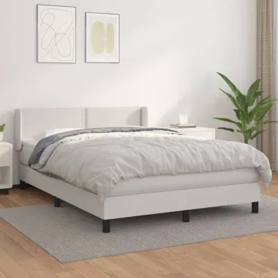 cadre de lit avec matelas Blanc 140x200cm Similicuir