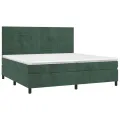 cadre de lit et matelas Vert foncé 200x200cm Velours