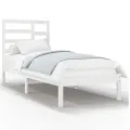Cadre de lit Blanc Bois massif 90x190 cm Simple