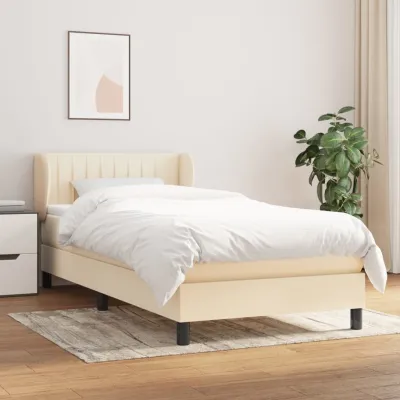 cadre de lit avec matelas Crème 80x200 cm Tissu