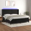 cadre de lit matelas et LED Noir 200x200 cm Velours