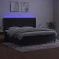 cadre de lit matelas et LED Noir 200x200 cm Velours