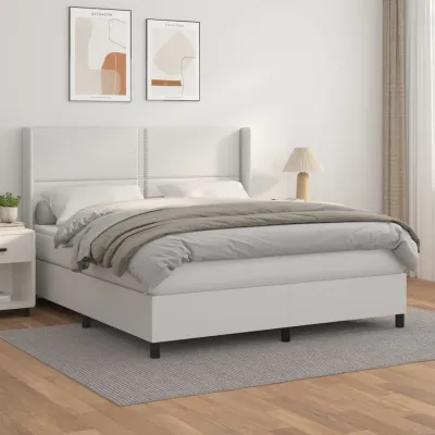 cadre de lit avec matelas Blanc 180x200cm Similicuir