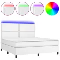 cadre de lit avec matelas et LED Blanc 160x200 cm