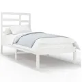 Cadre de lit Blanc Bois massif 75x190 cm Petit simple