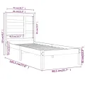 Cadre de lit Blanc Bois massif 75x190 cm Petit simple