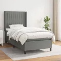 cadre de lit avec matelas Gris foncé 80x200 cm Tissu