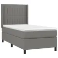 cadre de lit avec matelas Gris foncé 80x200 cm Tissu