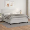 cadre de lit avec matelas Blanc 160x200cm Similicuir