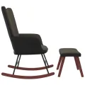 Chaise à bascule avec repose-pied Gris foncé Velours et PVC