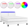 cadre de lit avec matelas et LED Blanc 140x200 cm