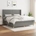 cadre de lit avec matelas Gris foncé 160x200cm Tissu