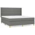 cadre de lit avec matelas Gris foncé 160x200cm Tissu
