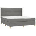 cadre de lit avec matelas Gris foncé 160x200cm Tissu